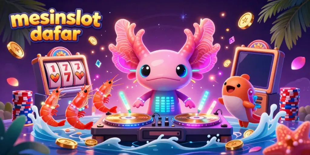 Engage in thrilling slots at mesinslot daftar with neon characters and sparkling treasures.