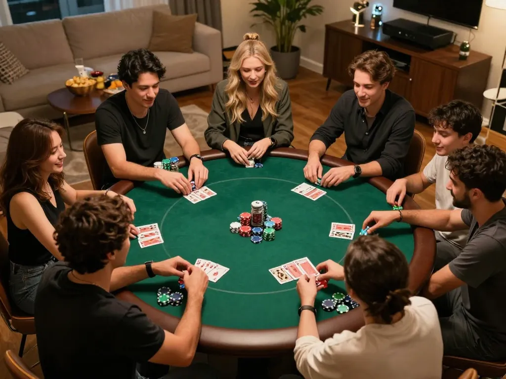 Experience thrilling gameplay at hi88 nổ hũ during an exciting home poker night.