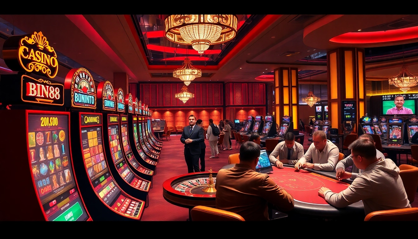 Experience thrilling gambling action at Bin88 with vibrant casino tables and dynamic gameplay.