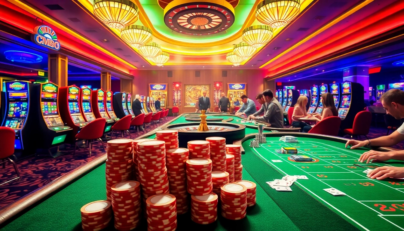 Engage with CM88 strategies at a luxurious casino featuring vibrant tables and exciting gameplay.