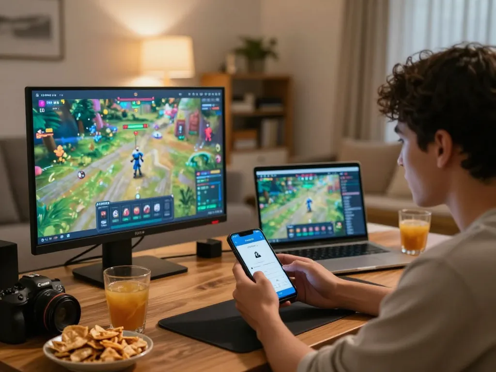 KADAL778 player strategizing during an exciting online gaming session on smartphone and laptop