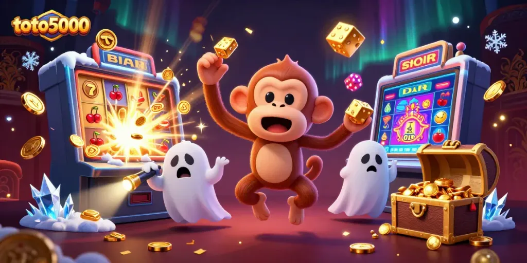 Experience thrilling gameplay at toto5000 with a vibrant haunted casino scene of winning symbols.