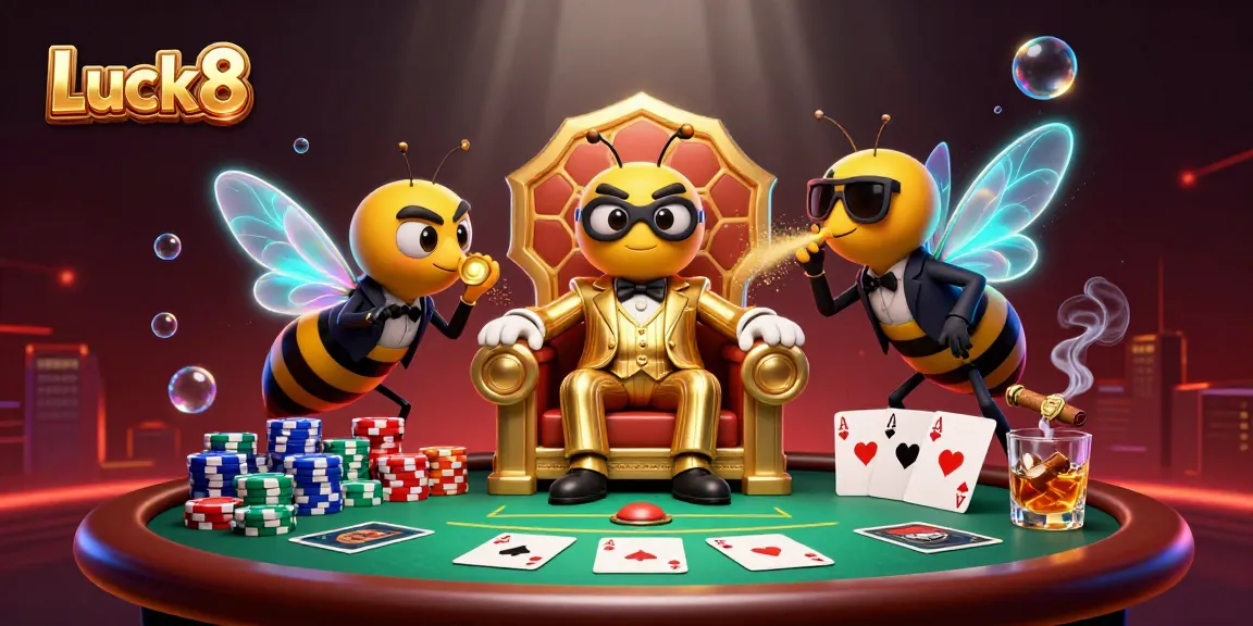 Luck8 captivates with a lively 3D casino scene with a poker tournament and dynamic characters.