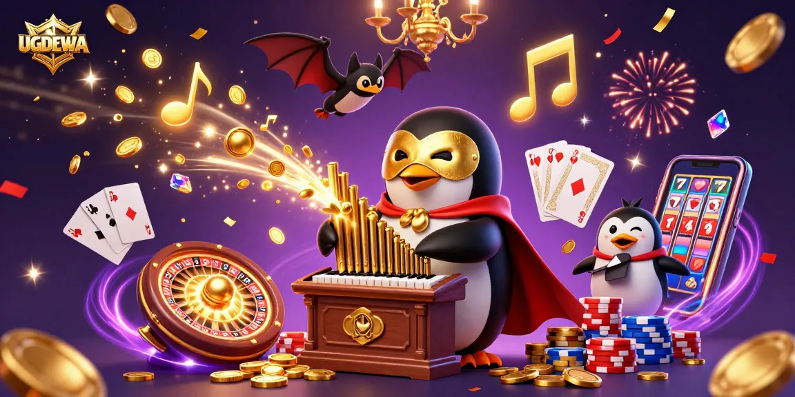 Experience excitement with UGDEWA's vibrant casino scene featuring animated elements.