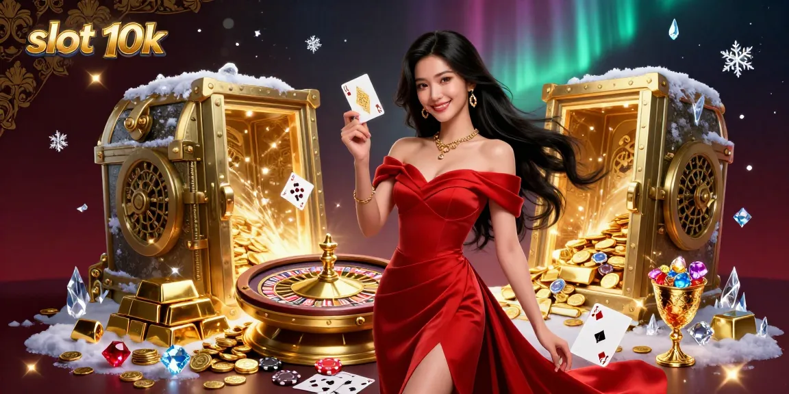 Experience winning with slot 10k in a luxurious casino scene featuring a glamorous woman.