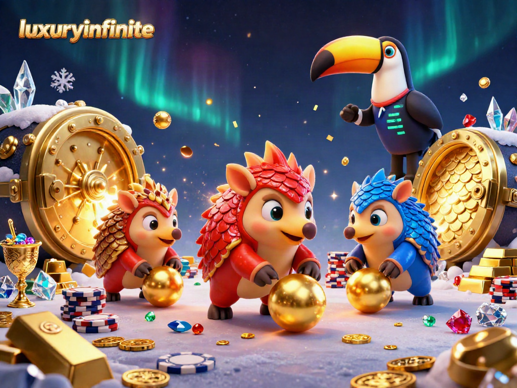 Menggulingkan koin emas di luxuryinfinite sambil bermain poker dalam ilustrasi 3D yang menarik.