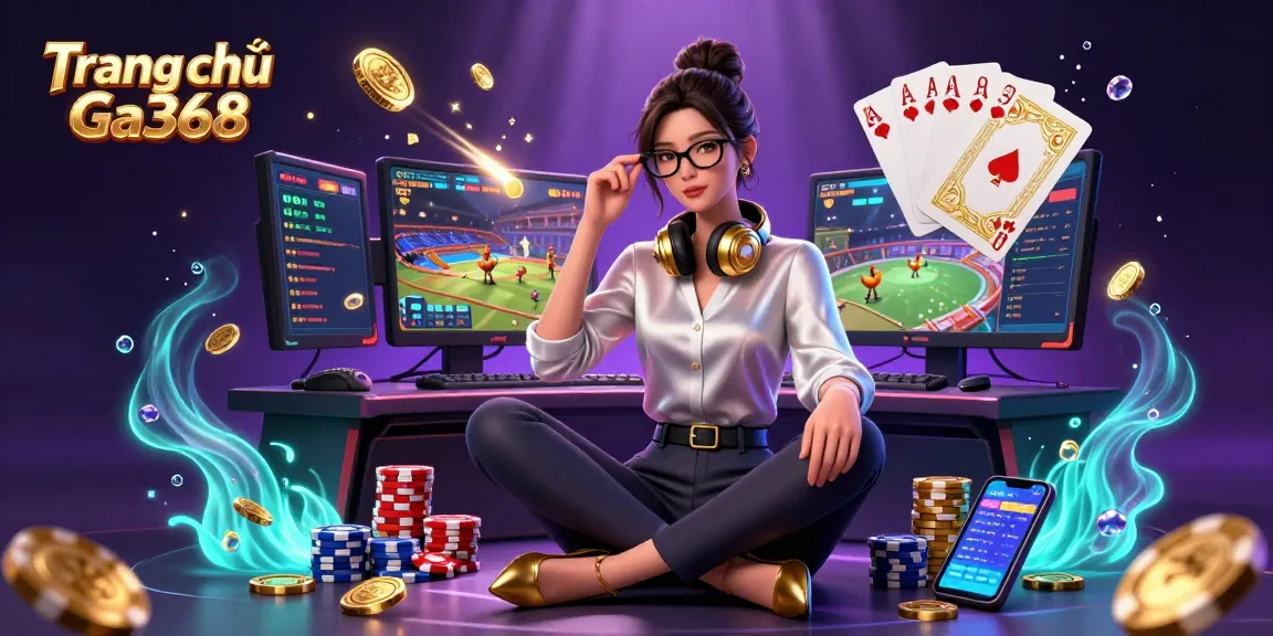 Experience the excitement of Trang chủ Ga368 with vibrant visuals of cockfighting games, dynamic action, and golden elements.
