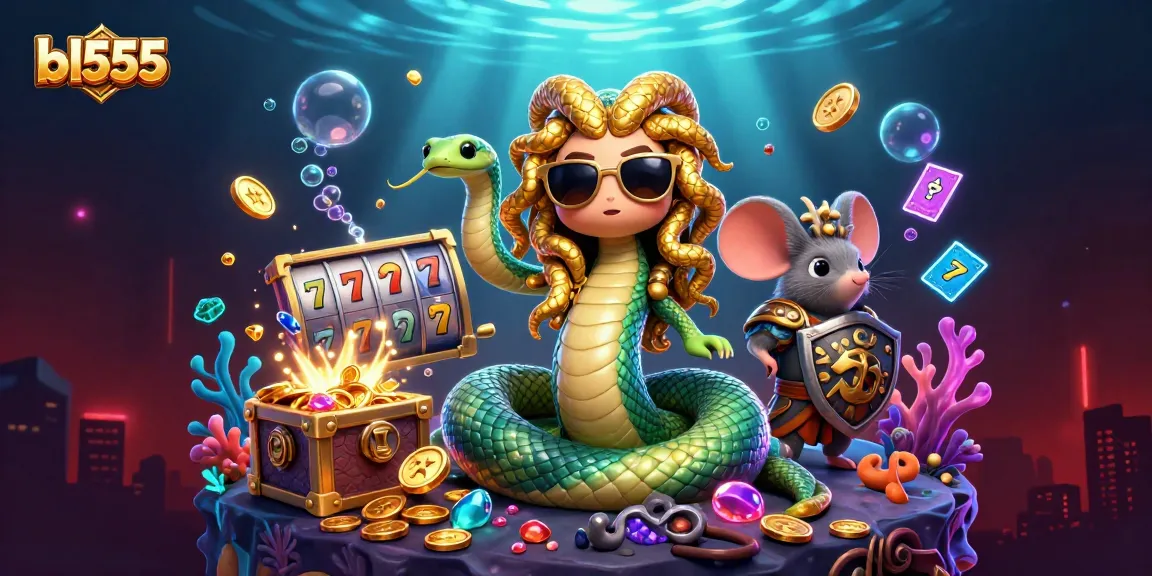 Engage with bl555's thrilling slots featuring Medusa and a warrior mouse in a vibrant underwater casino.