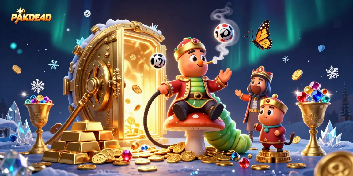 Win big with PAKDE4D in this vibrant lottery-themed illustration showcasing a fun 3D scene.