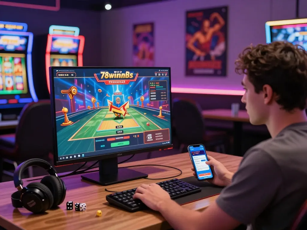 Engaged player experiencing online gaming at https://78winbs.com/ with vibrant setup and modern gaming accessories.