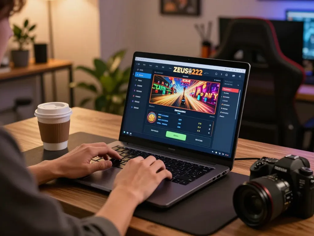 Players enjoying ZEUS222 online slots with a modern interface and cozy home setup.