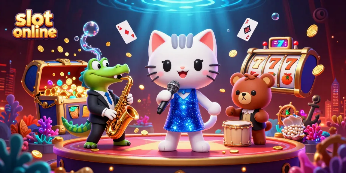 Slot online menghadirkan kucing penyanyi jazzy dan teman-temannya di kasino yang penuh warna.