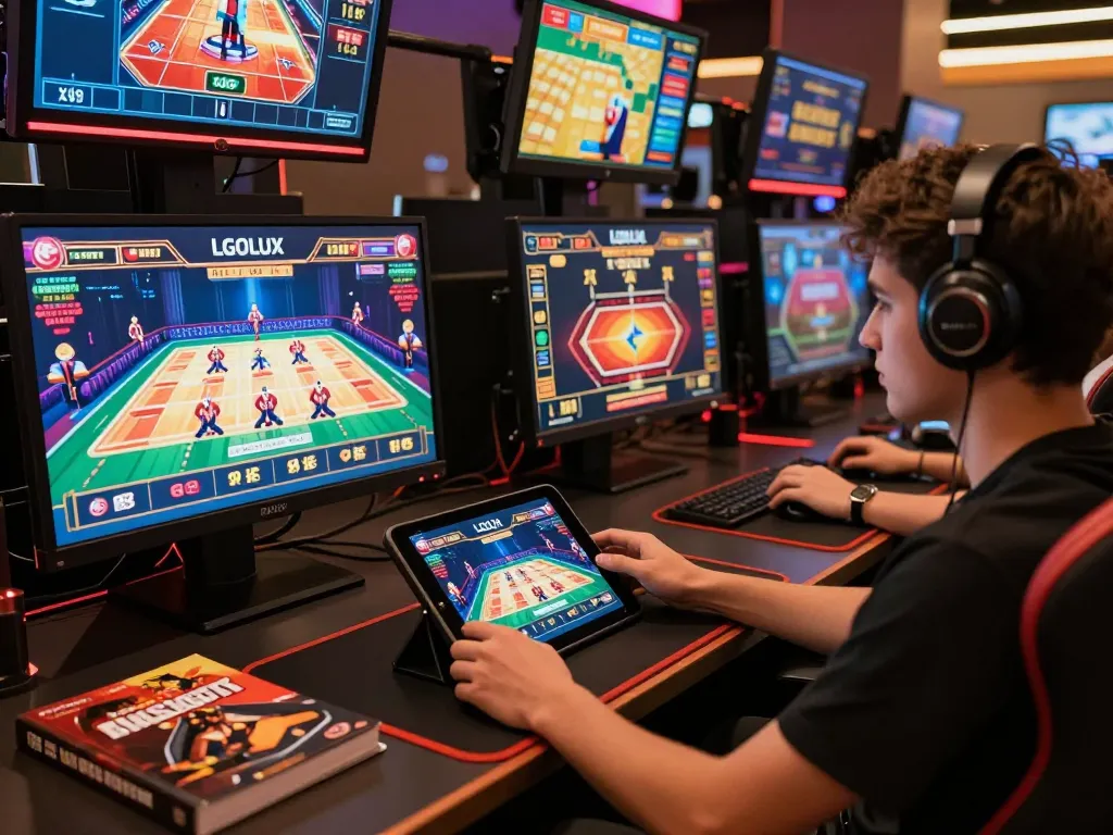Engaging LGOLUX online gaming setup with live dealer interface and strategic elements