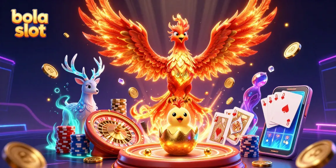 Experience thrilling gameplay with bola slot amidst cascading coins and vibrant casino elements.