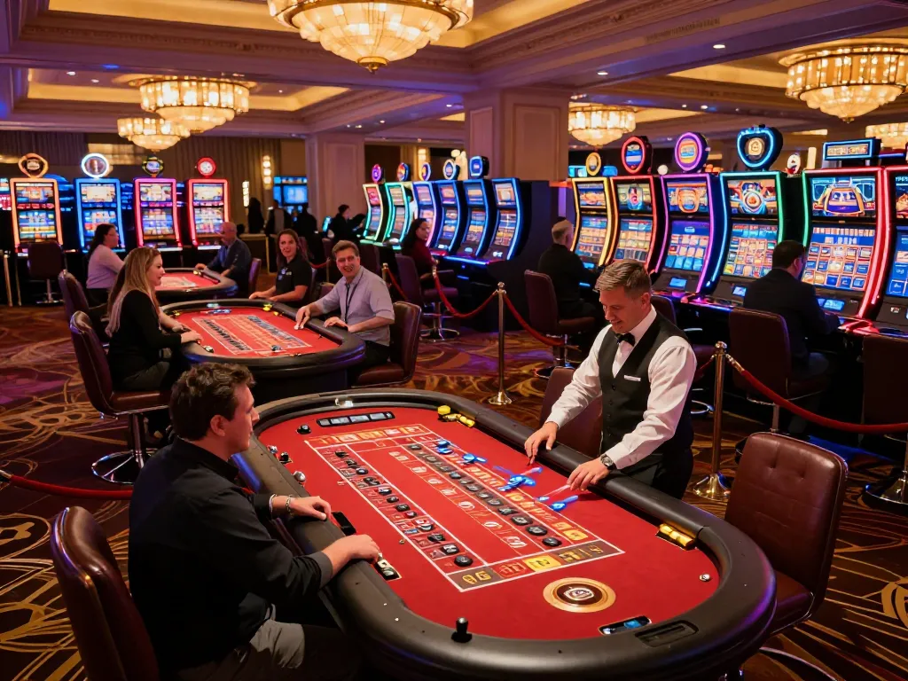 Pemain melakukan taruhan strategis di meja roulette di kasino Vegas, menampilkan kegembiraan bermain di paris888