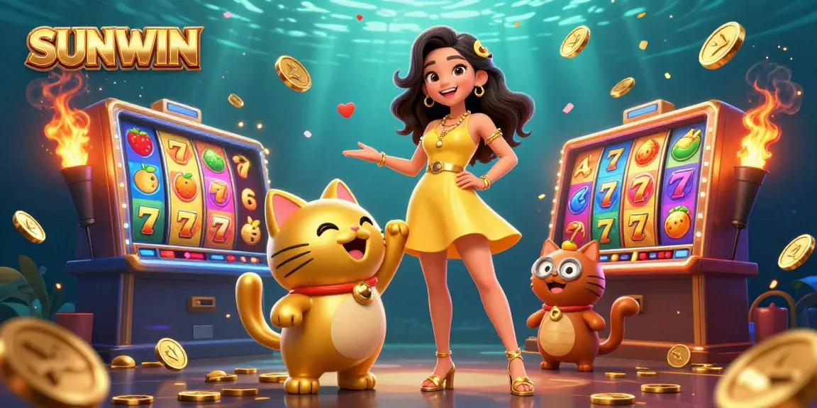 SUNWIN celebrates wins with vibrant, playful slot elements and a cheerful mascot.