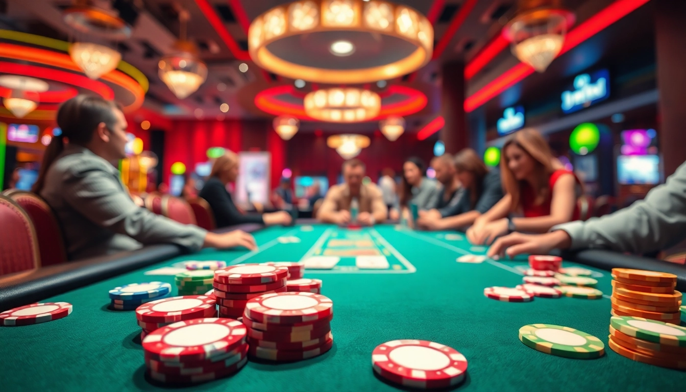 Miko69 dalam suasana kasino, pemain poker terlibat dalam permainan yang menyenangkan.