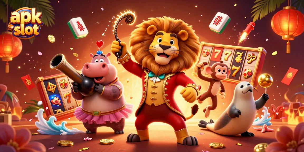 Temukan apk slot paling menarik dengan simbol keberuntungan di JKTJKT dalam ilustrasi 3D yang ceria.