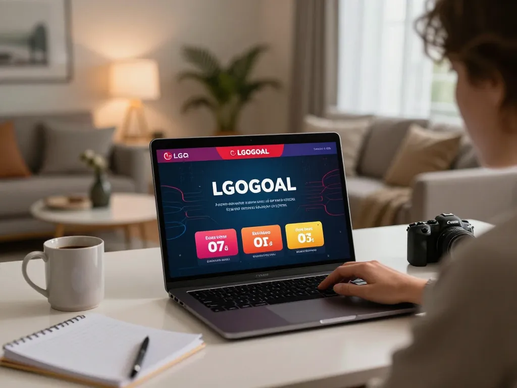 Engaging in online casino gaming featuring LGOGOAL promotions from a cozy living room