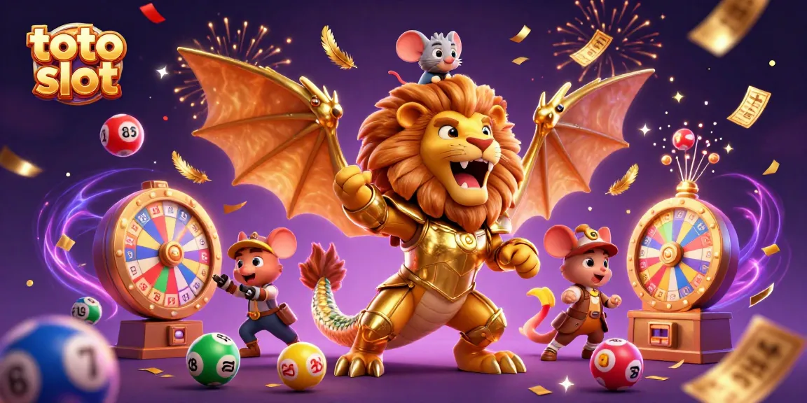 Menggandakan keseruan dengan toto slot, bola lotere berwarna cerah melayang di antara karakter menyerupai chimera yang mengesankan.
