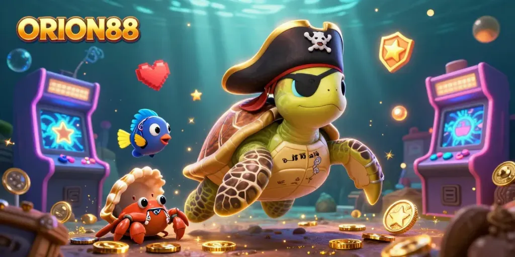 Engage with thrilling gaming adventures at ORION88's vibrant underwater casino scene.