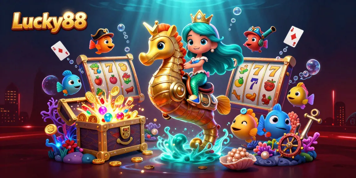 Engage with Lucky88 slot experience featuring vibrant characters and immersive casino elements.