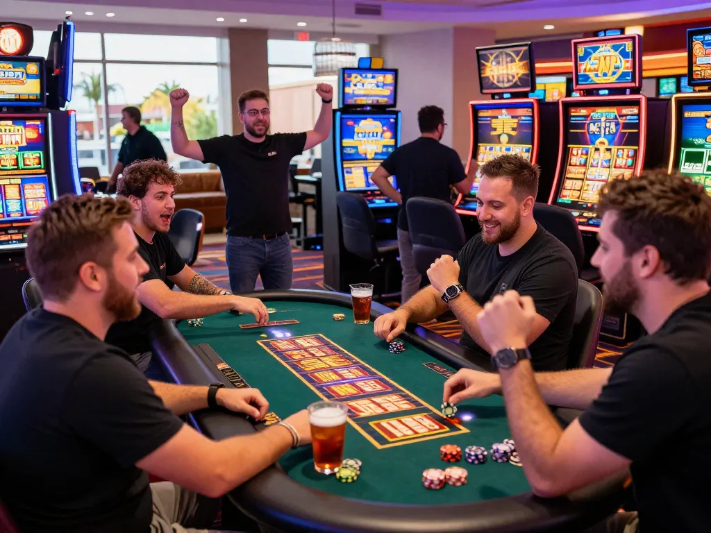 Exciting online casino gaming environment at vegasslot77.com with players and vibrant slots.