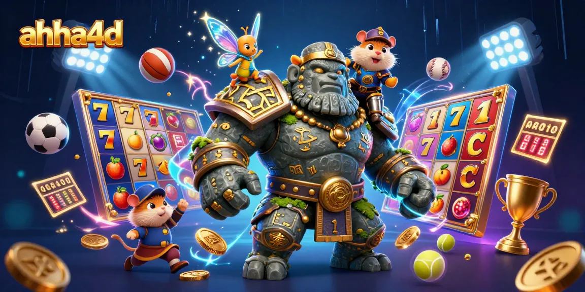 Experience the thrill of ahha4d with vibrant animated characters, slot reels, and dynamic casino elements.