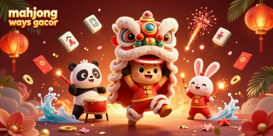 Experience mahjong ways gacor with vibrant characters, festive decorations, and dynamic gaming elements.
