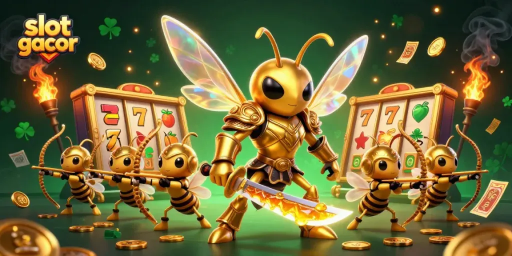 Meraih kemenangan jackpot di permainan slot gacor dengan ilustrasi 3D kolosal.