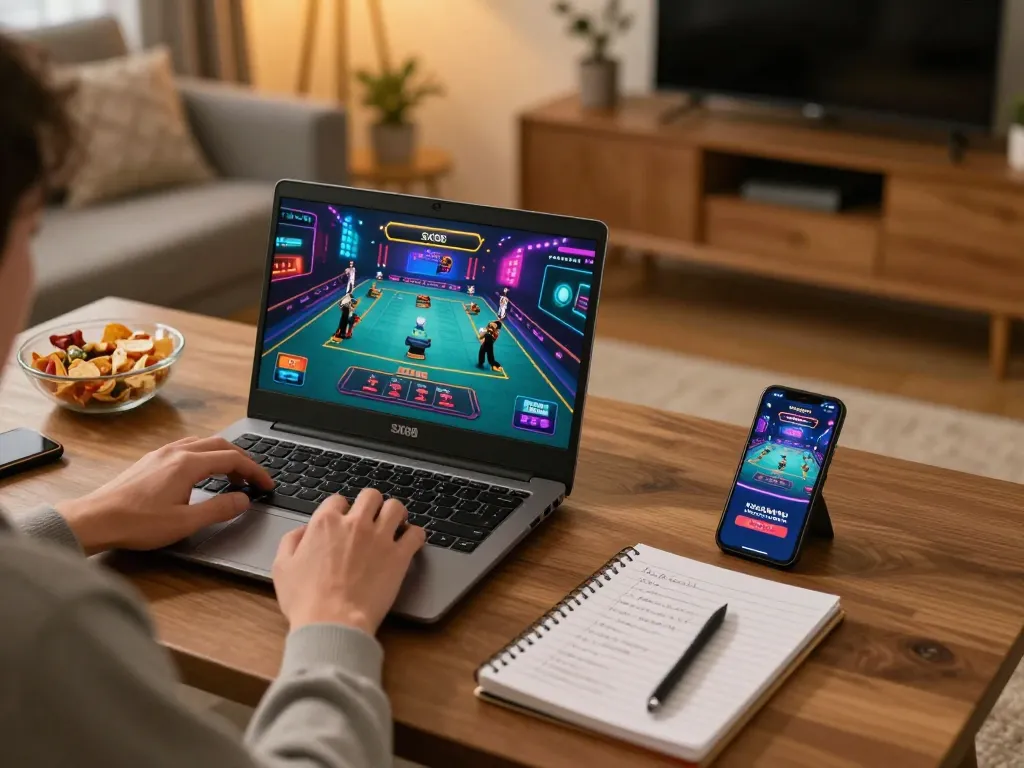 SX88 player enjoying an online casino game on a laptop with live dealer display