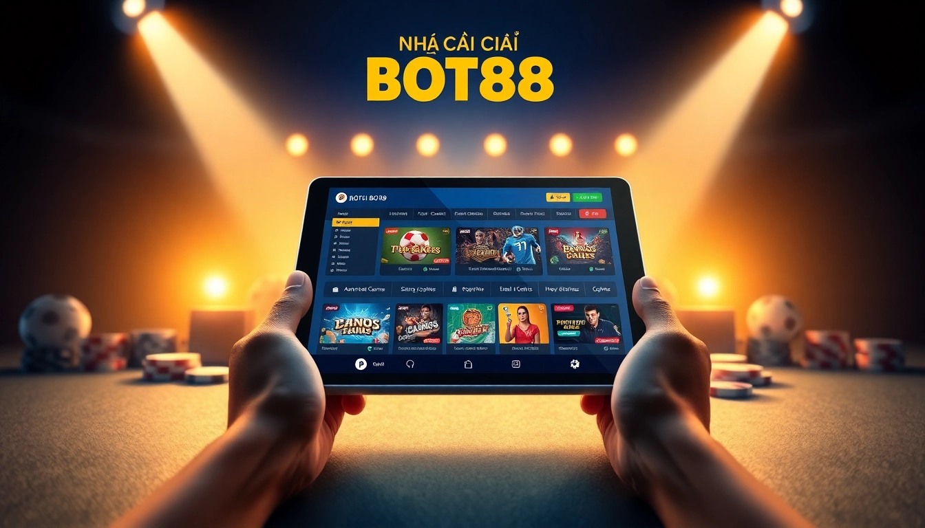 NHÀ CÁI BOT88 showcases a modern betting platform with engaging user interface and vibrant options.