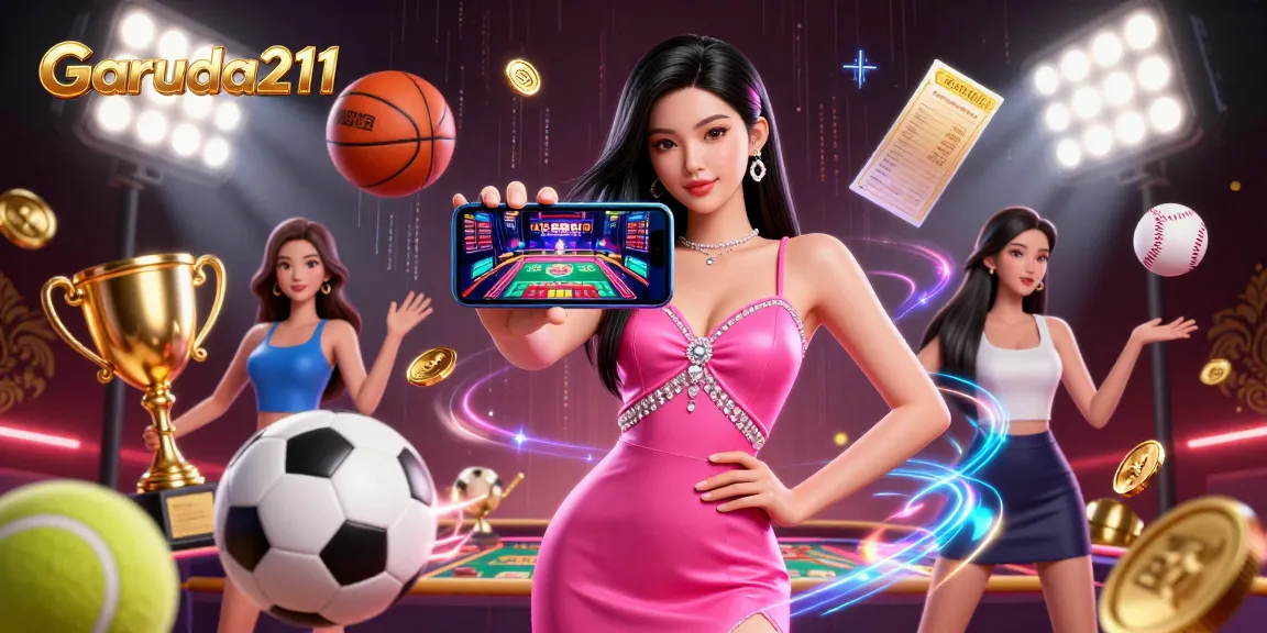 Experience the excitement of Garuda211 with a dynamic casino gaming scene and interactive elements.