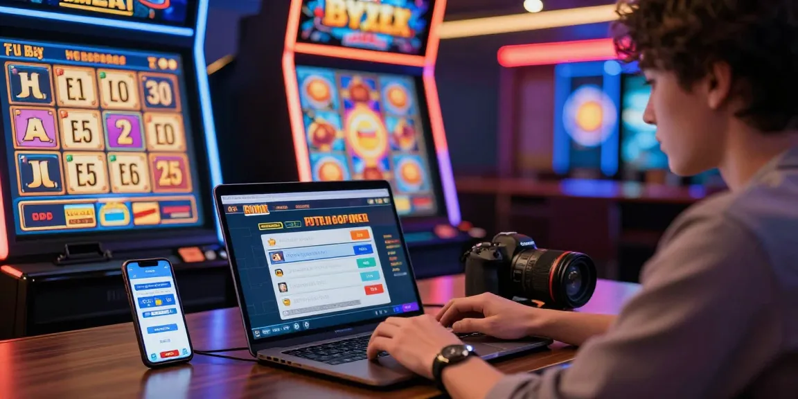 Pengguna terlibat dengan ratutogel di platform taruhan online, dikelilingi elemen permainan virtual yang menarik.